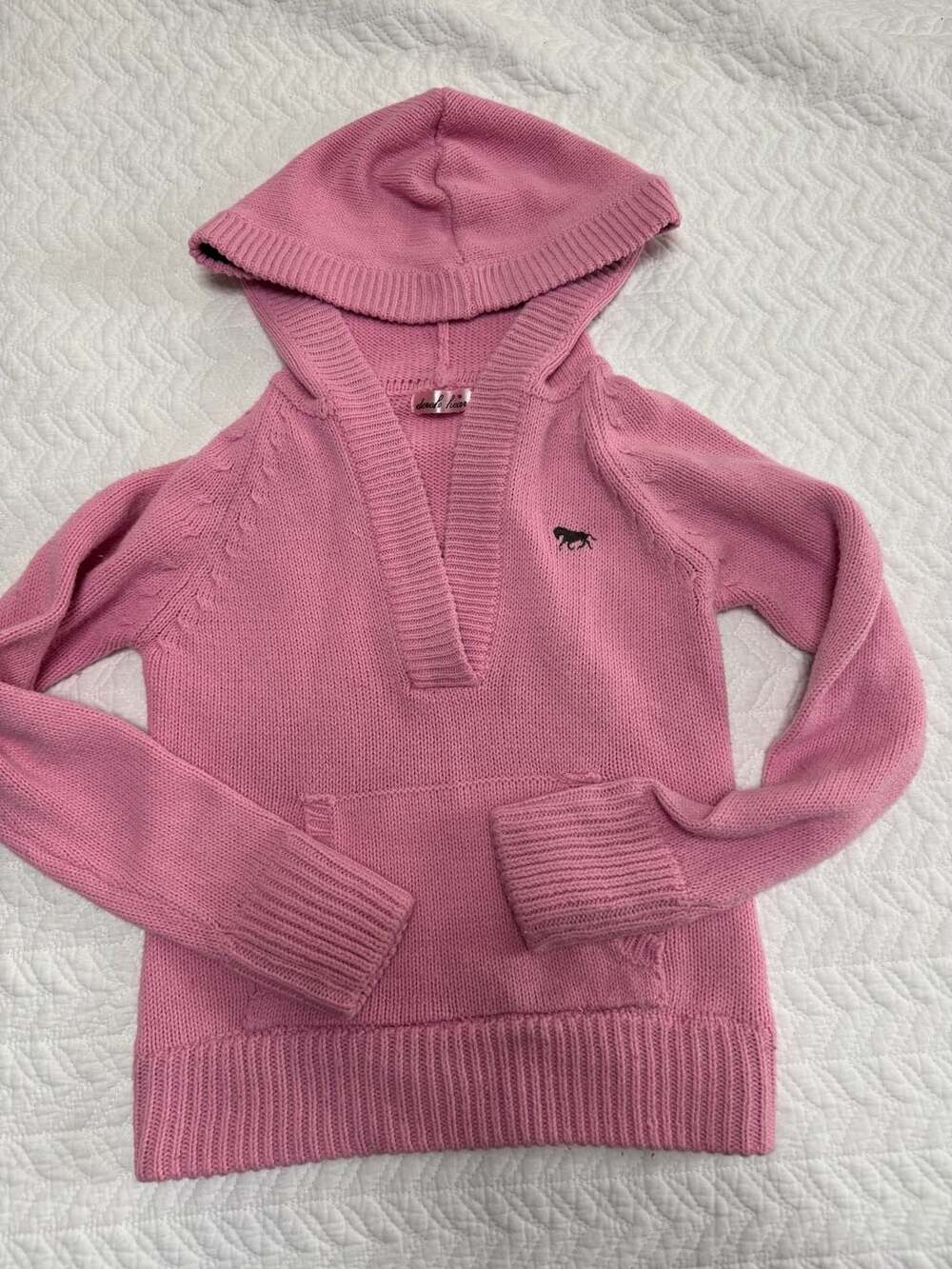 Derek Heart Girls V-Neck Hoodie Sweater Size M 10/12 Pink